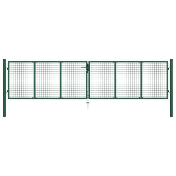 vidaXL Puutarhan verkkoportti teräs 390x125 cm vihreä