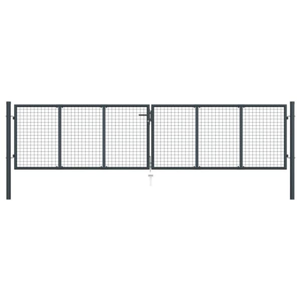 vidaXL Puutarhaportti galvanoitu teräsverkko 400x125 cm harmaa