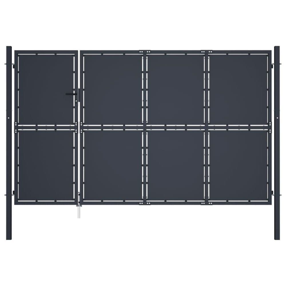 vidaXL Trädgårdsgrind stål 350x150 cm antracit