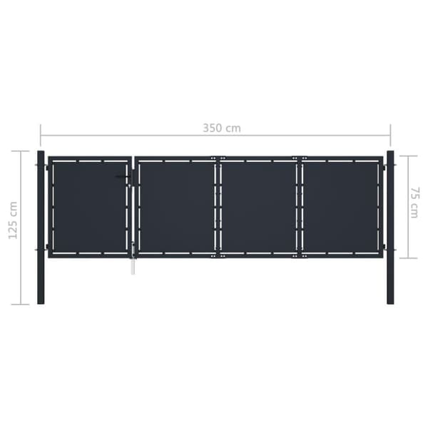 vidaXL Puutarhaportti teräs 350x75 cm antrasiitti