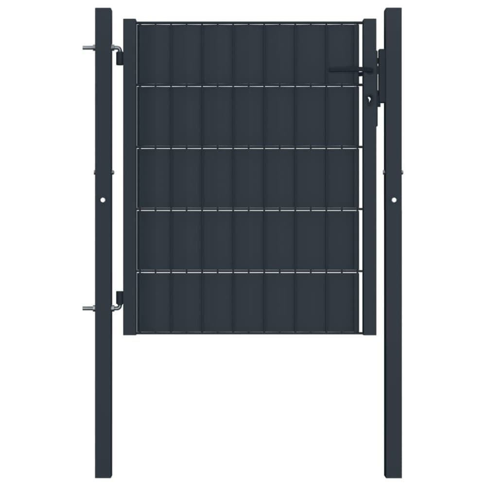 vidaXL Stängselgrind PVC och stål 100x101 cm antracit