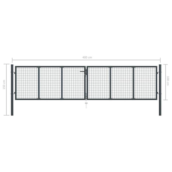 vidaXL Nätgrind för trädgård galvaniserat stål 400x150 cm grå