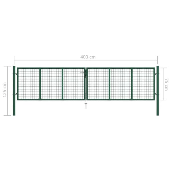 vidaXL havelåge trådnet 400x75 cm stål grøn