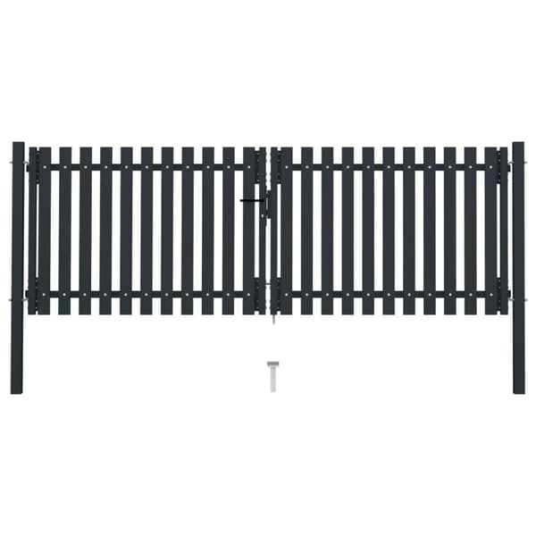 vidaXL Tuplaovi pihaportti teräs 306x125 cm antrasiitti