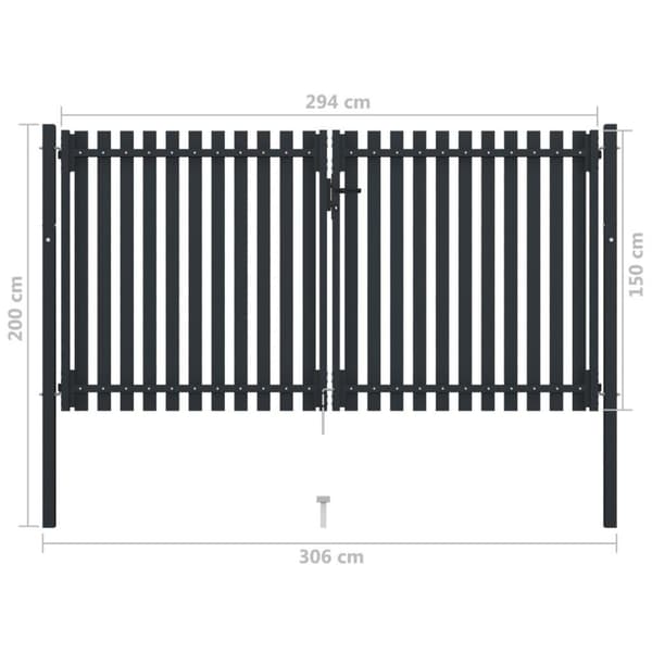 vidaXL dobbelt hegnslåge 306x200 cm stål antracitgrå