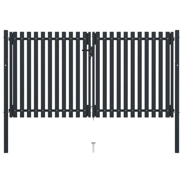 vidaXL Tuplaovi pihaportti teräs 306x200 cm antrasiitti