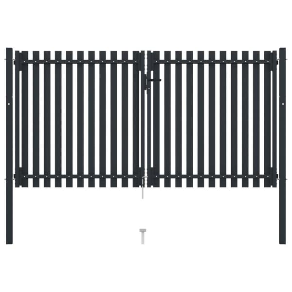 vidaXL Hageport med dobbel dør stål 306x200 cm antrasitt