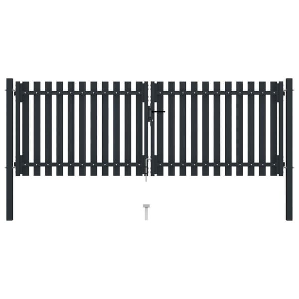 vidaXL Hageport med dobbel dør stål 306x125 cm antrasitt