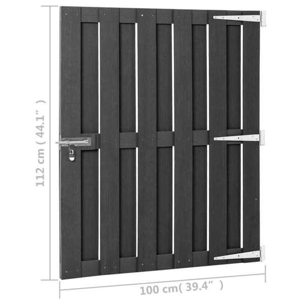 vidaXL Puutarhaportti WPC 100x112 cm harmaa