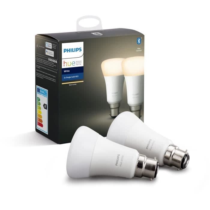 PHILIPS HUE -paketti 2 valkoista lamppua - 9,5 W - B22 - Bluetooth