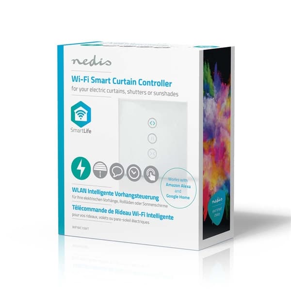 Nedis SmartLife Strömbrytare | Wi-Fi | Parasoll / Ridå / Slutare | Väggfäste | 300 W | Android™ / IOS | Glas | Vit