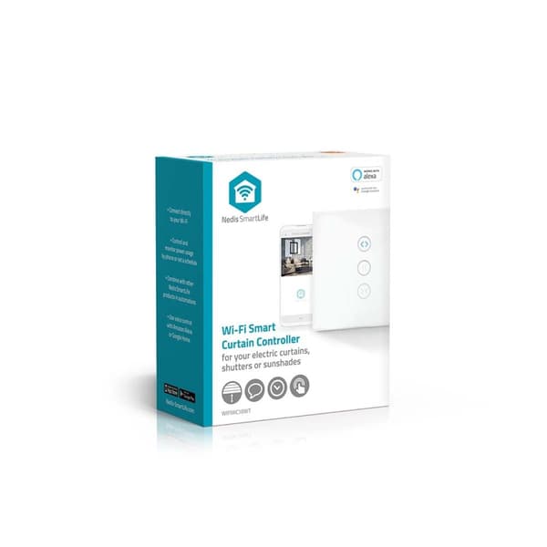 Nedis SmartLife Strömbrytare | Wi-Fi | Parasoll / Ridå / Slutare | Väggfäste | 300 W | Android™ / IOS | Glas | Vit