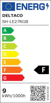 DELTACO SMART HOME RGB LED-lampe, E27, WiFI, 9W, 16 millioner farger, hvit