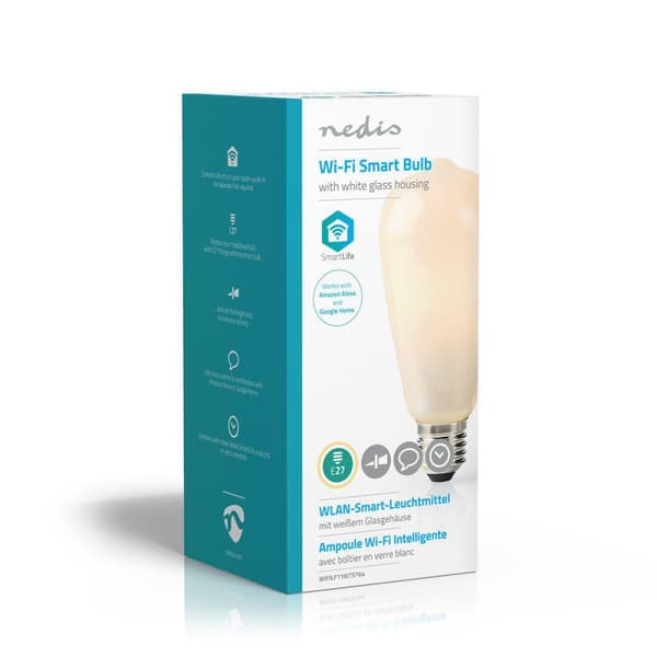 Nedis SmartLife LED Lyspære | Wi-Fi | E27 | 500 lm | 5 W | Varm Hvit | 2700 K | Glass | Android™ / IOS | ST64 | 1 stk