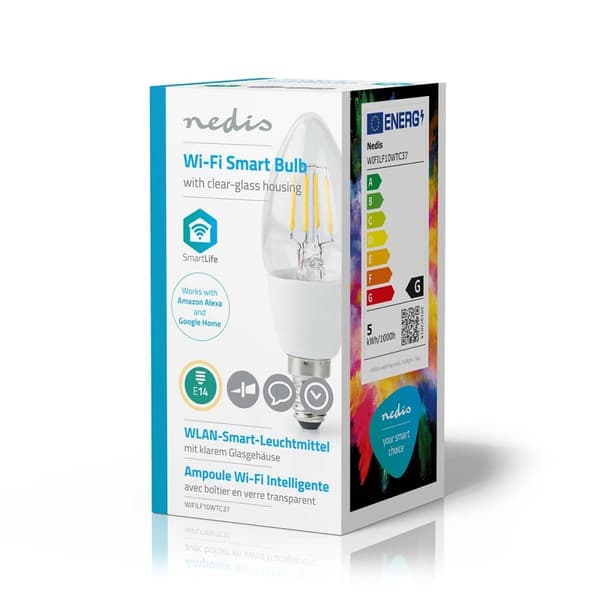 Nedis SmartLife LED vintage lampa | Wi-Fi | E14 | 400 lm | 5 W | Varm Vit | 2700 K | Glas | Android™ / IOS | Ljus | 1 st