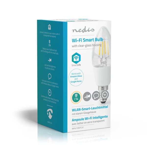 Nedis SmartLife LED vintage lampa | Wi-Fi | E14 | 400 lm | 5 W | Varm Vit | 2700 K | Glas | Android™ / IOS | Ljus | 1 st