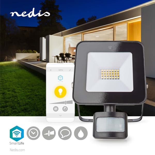 Nedis Smartlife Outdoor Light | Liiketunnistin | 1500 lm | Wi-Fi | 20 W | Himmennettävä Valkoinen | 3000 - 6500 K | Alumiini | Android™ / IOS