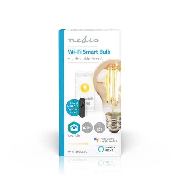 Nedis SmartLife LED Glødepære | Wi-Fi | E27 | 806 lm | 7 W | Varm Hvid | 1800 - 3000 K | Glas | Android™ / IOS | Pære | 1 stk