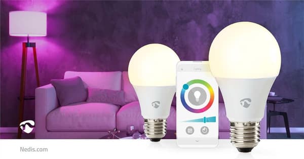 Nedis SmartLife Full Färg Glödlampa | Wi-Fi | E27 | 806 lm | 9 W | RGB / Varm till cool vit | 2700 - 6500 K | Android™ / IOS | Glödlampa | 2 st