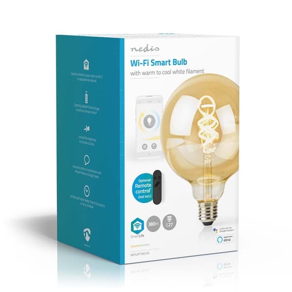 Nedis SmartLife LED vintage lampa | Wi-Fi | E27 | 360 lm | 4.9 W | Varm till cool vit | 1800 - 6500 K | Glas | Android™ / IOS | Globe | 1 st