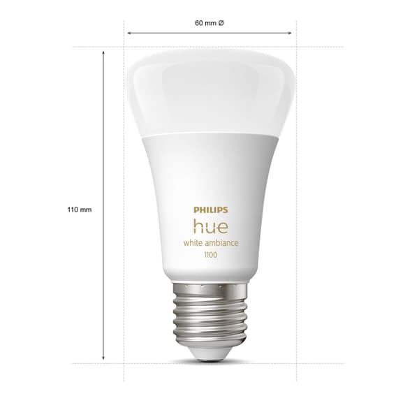 Philips Hue White Ambiance E27 A60 1100lm 2-pack