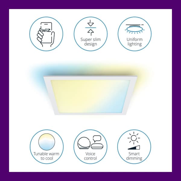 WiZ WiFi Panel Square 12W 1000ml varm-kald hvit hvit