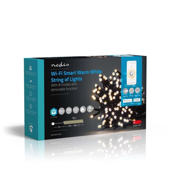 Nedis SmartLife Julelys | Streng | Wi-Fi | Varm Hvit | 100 LED's | 10.0 m | Android™ / IOS