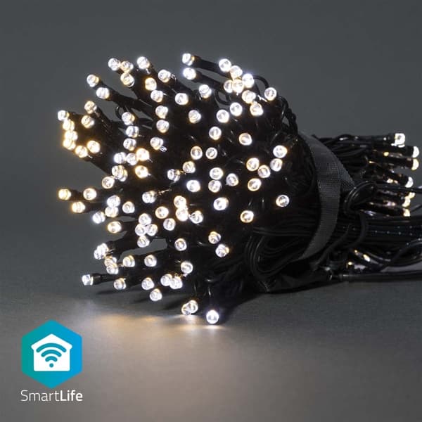 Nedis SmartLife Julelys | Streng | Wi-Fi | Varm til avkjølt hvitt | 200 LED's | 20.0 m | Android™ / IOS Hvit