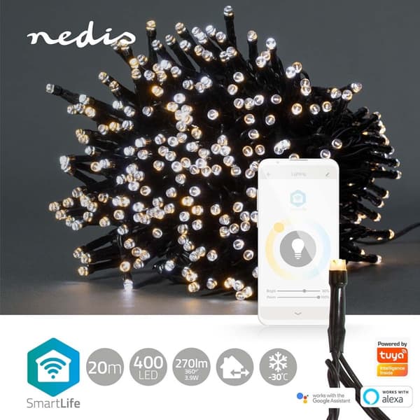 Nedis SmartLife jluelys | Snor | Wi-Fi | Varm til kølig hvid | 400 LED's | 20.0 m | Android™ / IOS