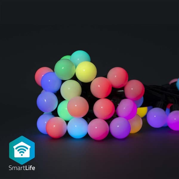 Nedis SmartLife Dekorative Lys | Party Lights | Wi-Fi | RGB | 48 LED's | 10.8 m | Android™ / IOS | Pærediameter: 30 mm Sort