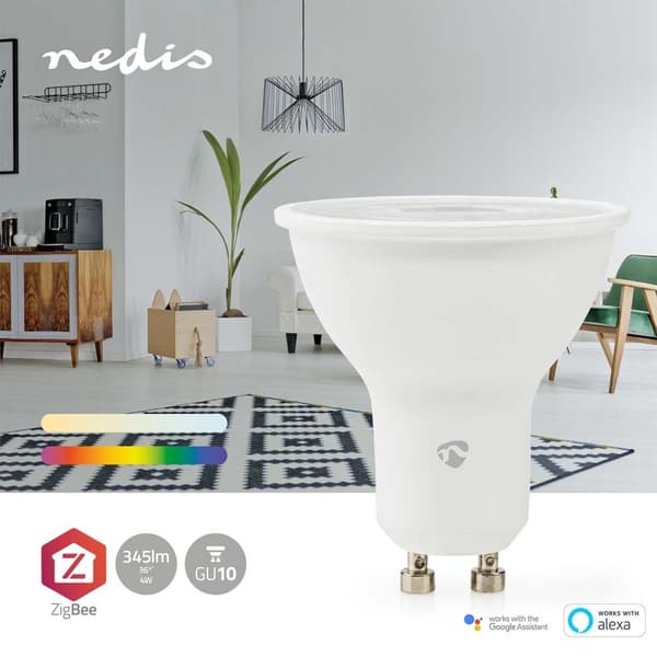 Nedis SmartLife Fuld Farve Pære | Zigbee 3.0 | GU10 | 345 lm | 4.7 W | RGB / Varm til kølig hvid | 2200 - 6500 K | Android™ / IOS | Spot | 1 stk