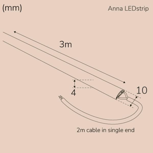 Llitt Anna Ledstrip COB-LED Milky utan trafo IP65 3m 3000K