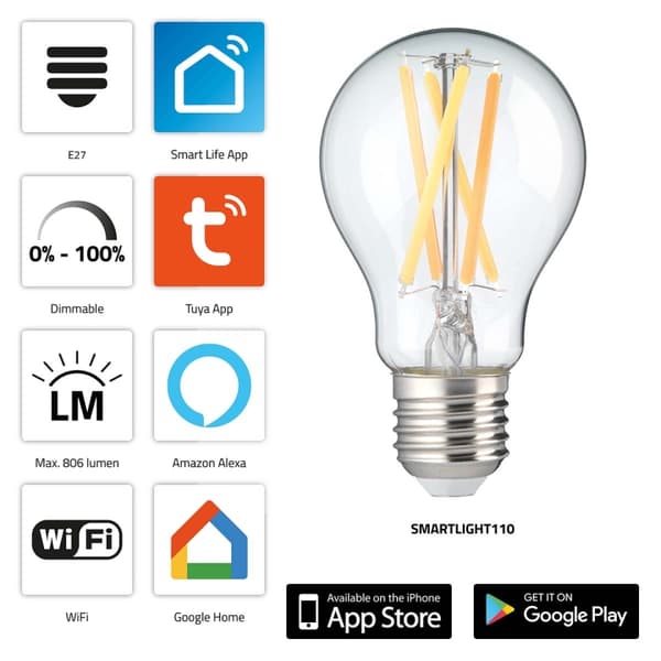 Alecto SMARTLIGHT110 Smart filament LED-lampe med Wi-Fi