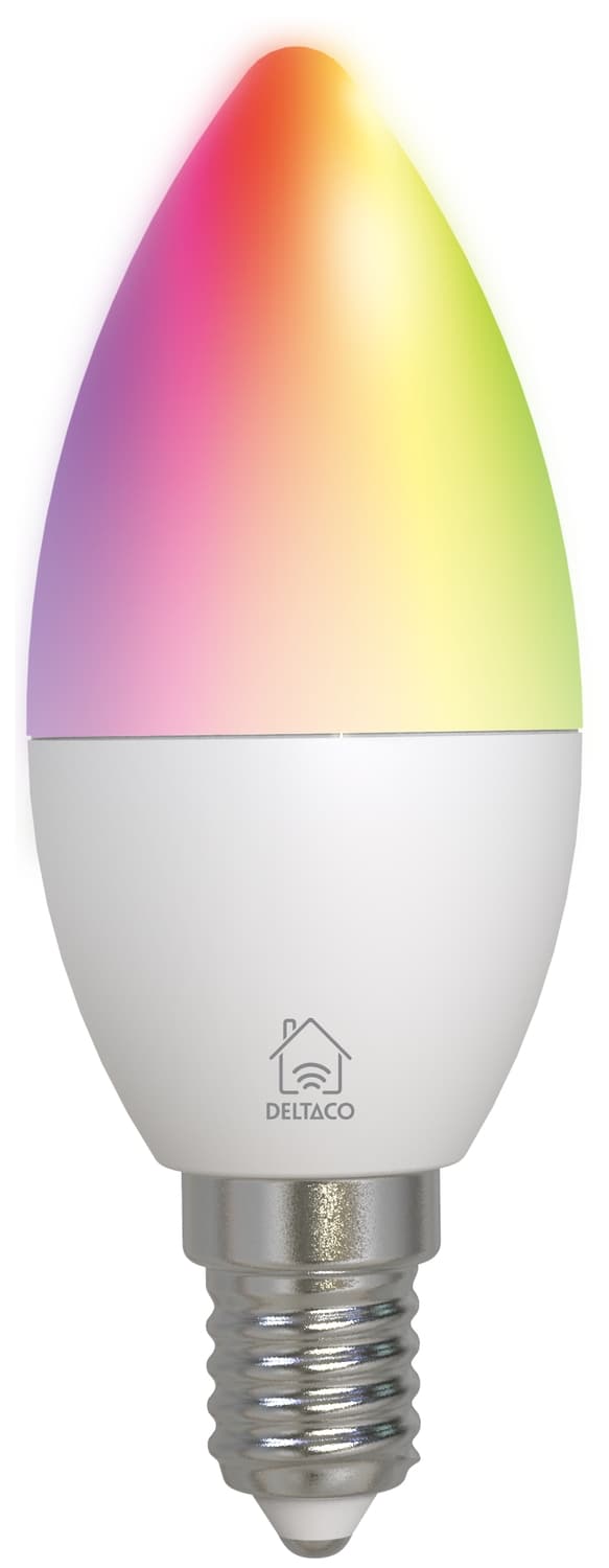 DELTACO Smart LED-lamppu, E14, RGB, WiFi, 4.9W