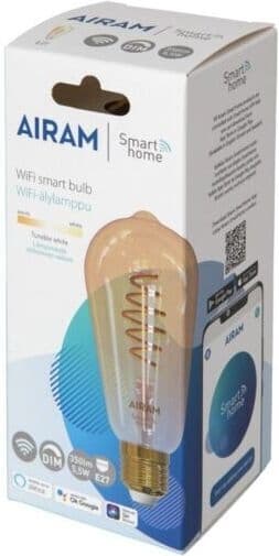 Airam SmartHome Edison ST64 glødelampe, E27, ravfarvet, 350 lm, 1800-3000K, WiFi