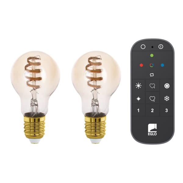 Eglo Sett med 2x E27 A60 Amber, fjernkontroll - TW - Zigbee, Bluetooth
