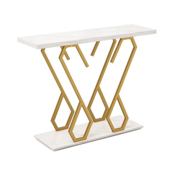 Konsolbord, 100x30x79 cm, Hvid & Guld