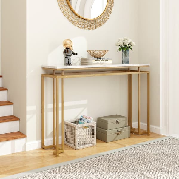 Indgangsbord, 119x30x80 cm, Hvid Guld