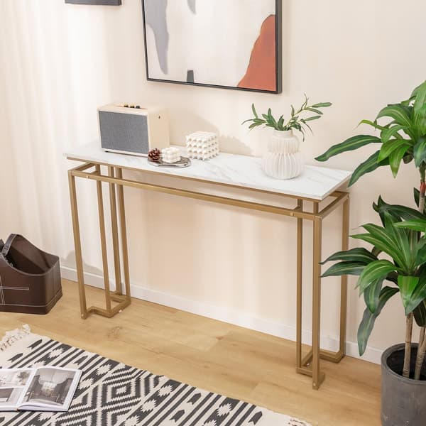 Indgangsbord, 119x30x80 cm, Hvid Guld