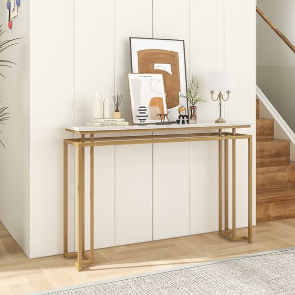Indgangsbord, 119x30x80 cm, Hvid Guld