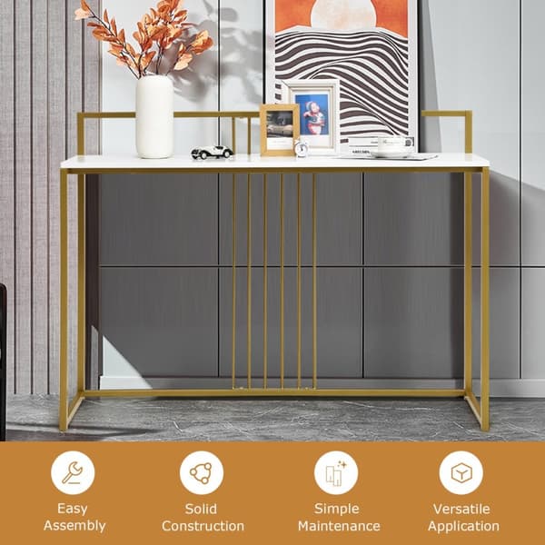 Konsolbord, 120x32.5x88 cm, Hvid og Guld