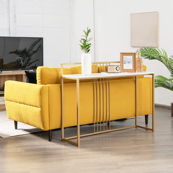 Konsolbord, 120x32.5x88 cm, Hvid og Guld
