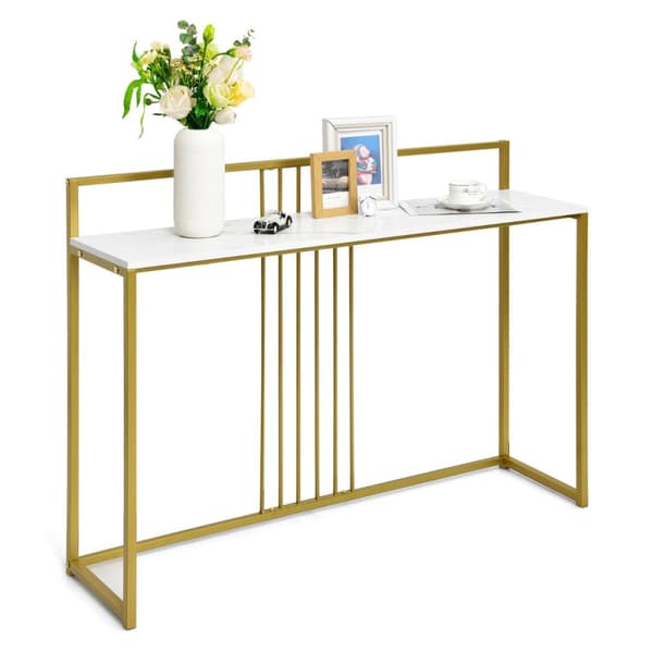 Konsolbord, 120x32.5x88 cm, Hvid og Guld