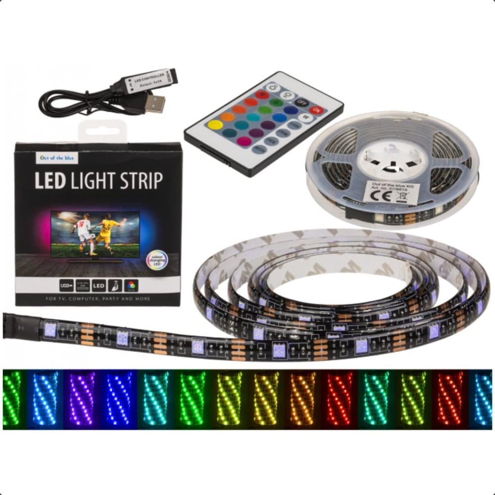 LED Light Strip RGB Med Fjärrkontroll 2m List/Slinga Färgskiftande