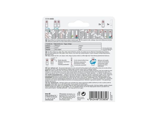 TESA 77774-00000, Innendørs, Universalkrok, Hvit, Limstrimmel, 1 kg, Gips