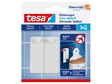 TESA 77763, inomhus, Universalkrok, Vit, Självhäftande remsa, 3 kg, Kakel och metall