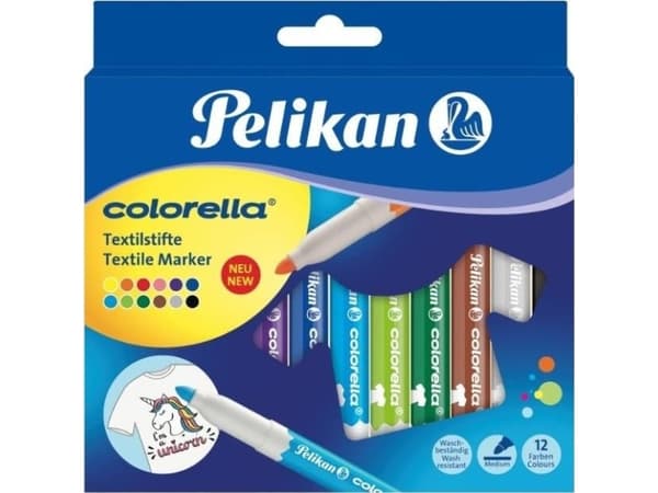 Pelikan Colorella Textile, Flerfarget, Medium, Stoff, 12 stykker, Hengende boks