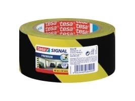 Advarselstape tesa premium, 50 mm x 66 m, gul/sort