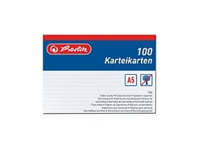 Herlitz - Indeksark - A5 (148 x 210 mm) - landskap - hvit - linjert (en pakke 100)