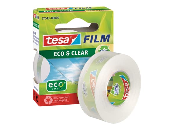 Tesafilm Eco & Clear - Kontortape - 19 mm x 33 m - transparent